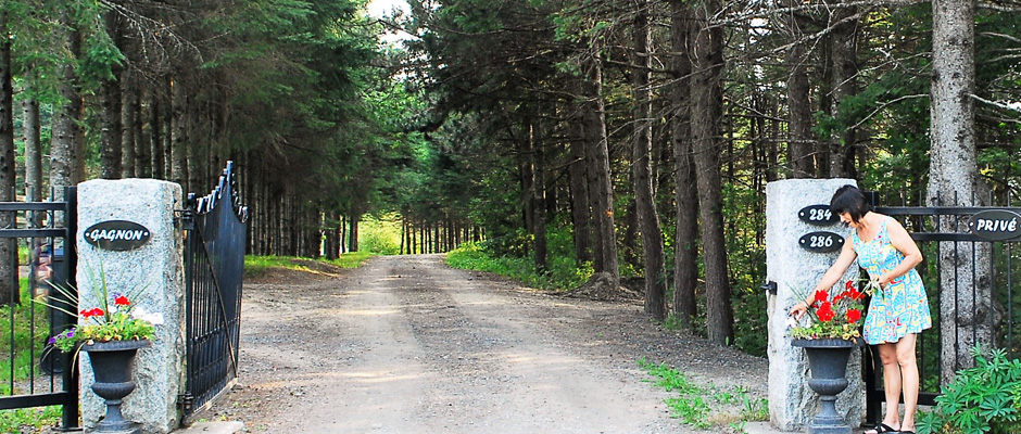 Entrée du Domaine Gagnon ; chalets à louer en Estrie Québec